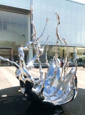 不锈钢铁艺房地产小区浪花雕塑