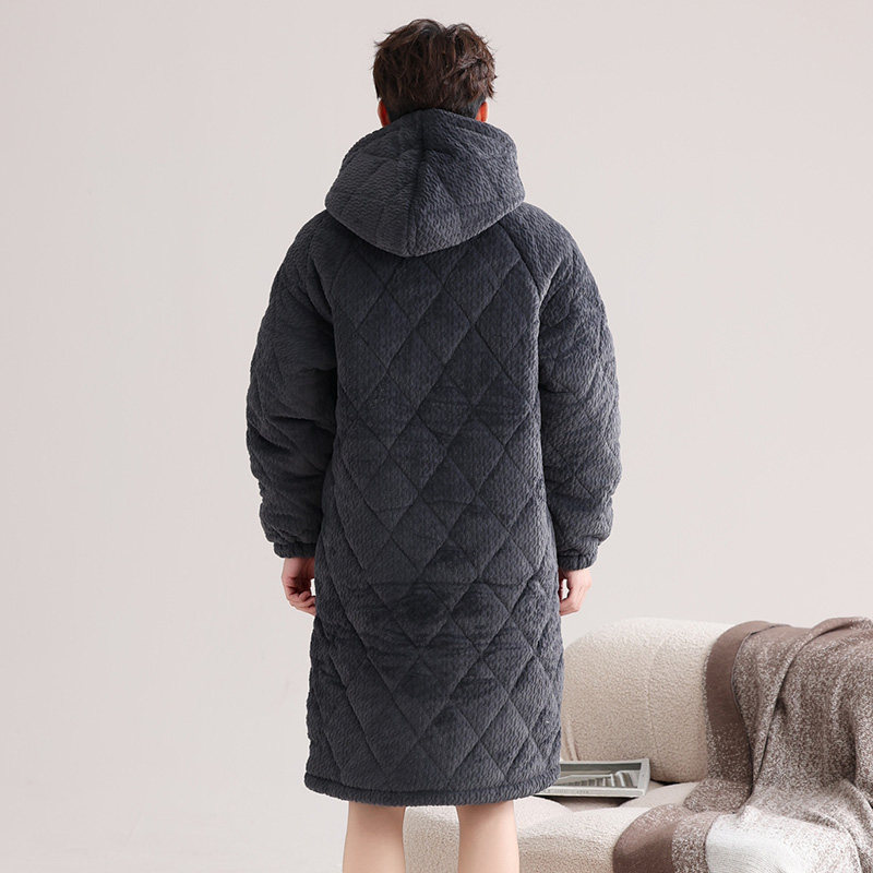 俞兆林连帽特厚三层夹棉睡袍男士浴袍法兰绒冬天睡衣加绒加厚珊瑚,淘宝优惠券,粉丝福利购,淘宝优惠卷