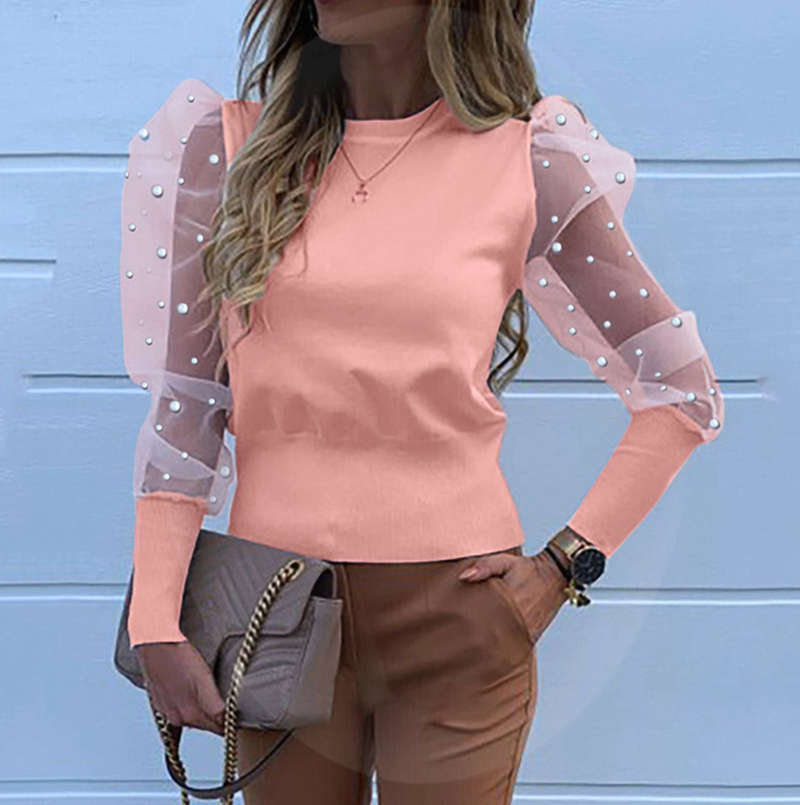 Sleeve Shirt Solid Color Lady Shirts Autumn Women Tops - 图1