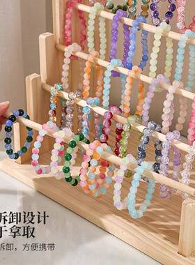 实木首饰收纳挂架手链手串展示架饰品钥匙链手镯摆摊陈列道具架杆