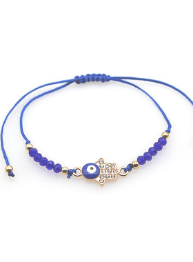 Cross-border alloy crystal eye woven bracelet cardstock手链