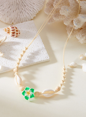 Cross-border fashion flower and shell necklace for women项链