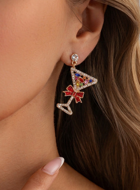 Christmas walking stick holiday party earrings lady圣诞节女