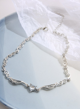Design sense necklace, heart-shaped neckband, wings跨境项链