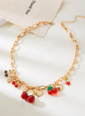 Cross-border fashion cherry sweet heart charm bracelet for女