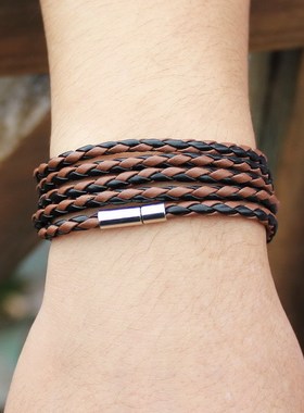 Multi-layered leather cord bracelet - cross-border accessory