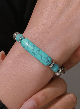 European and American turquoise titanium steel men bracelet