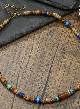 Lapis Lazuli Necklace with Male Spliced Collar Chain男生项链