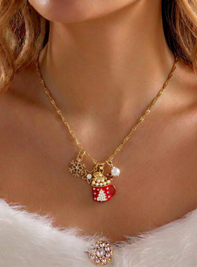 Christmas Santa pendant collar chain women's jewelry圣诞项链