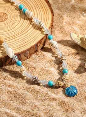 Necklace Women's Fashion Beach Blue Collar Chain Jewelry跨境