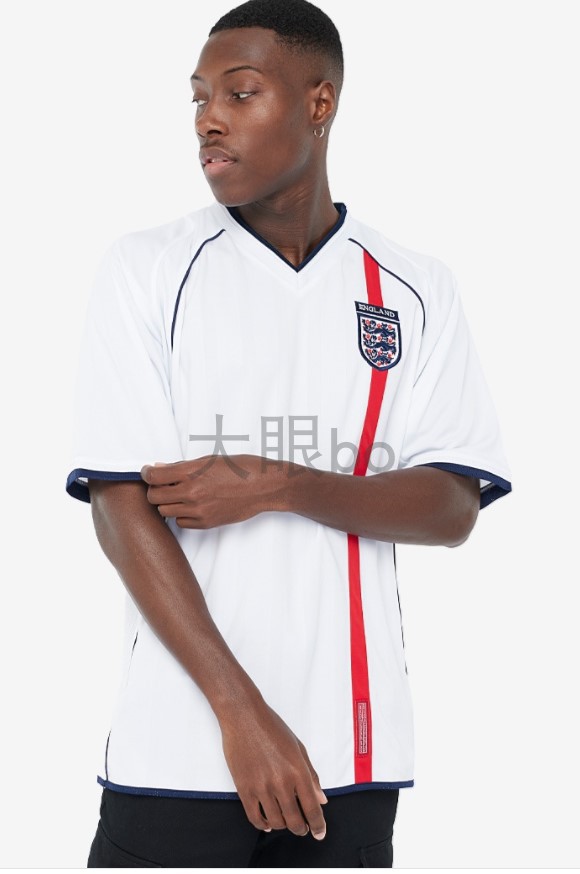 碧咸贝克汉姆复古英格超兰暗纹足球衣服2002 retro shirt短袖