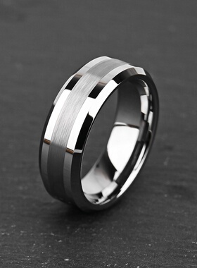 6宽8宽对戒简约情侣钨钢平面倒角中间砂经典热卖现货