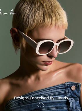Shawnlee椭圆复古法式奶白色墨镜