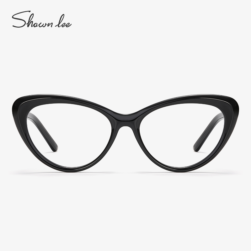 Shawnlee猫眼眼镜眼睛镜框欧美女素颜视特耐近视板材黑框可配度数