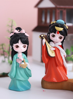 国潮盲盒古风国色天香四大美人树脂手办公仔玩偶客厅卧室桌面摆件