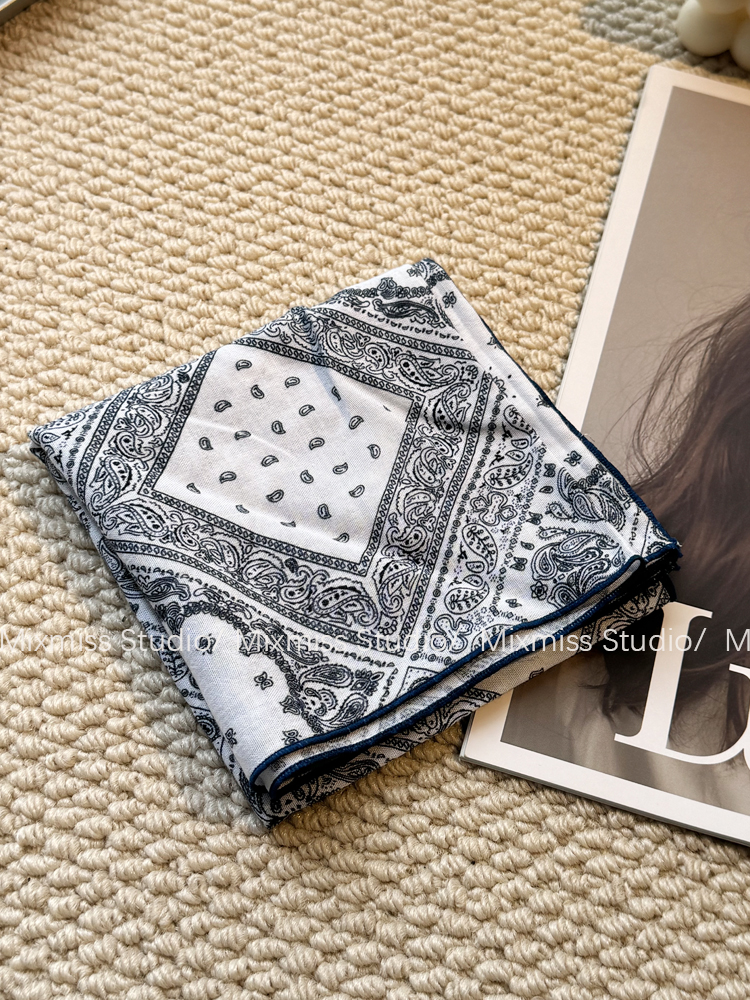 MIXMISS【方块腰果】韩系嘻哈辣妹风头巾领巾夏季薄棉百搭小方巾 - 图1