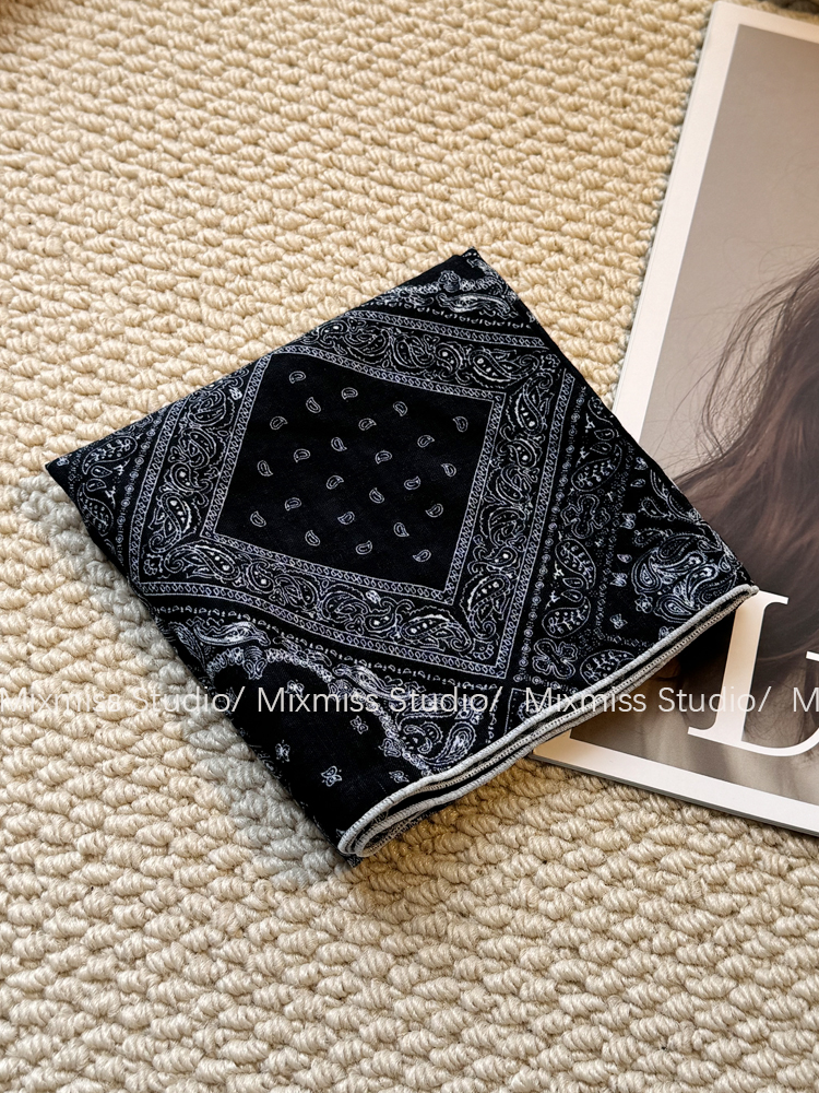 MIXMISS【方块腰果】韩系嘻哈辣妹风头巾领巾夏季薄棉百搭小方巾 - 图2