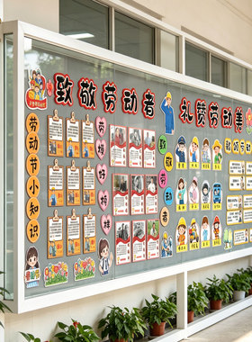 校园致敬劳动者文化墙墙贴成品