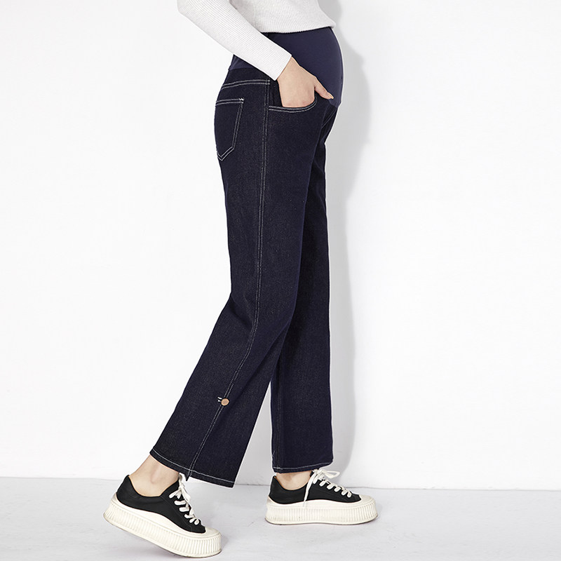 莱巧孕妇装夏季外穿直筒托腹牛仔裤 莱巧孕妇直筒裤