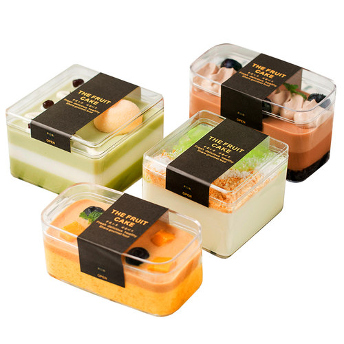 豆乳水果千层蛋糕慕斯包装提拉米苏容器透明塑料盒子一次性打包盒-图3