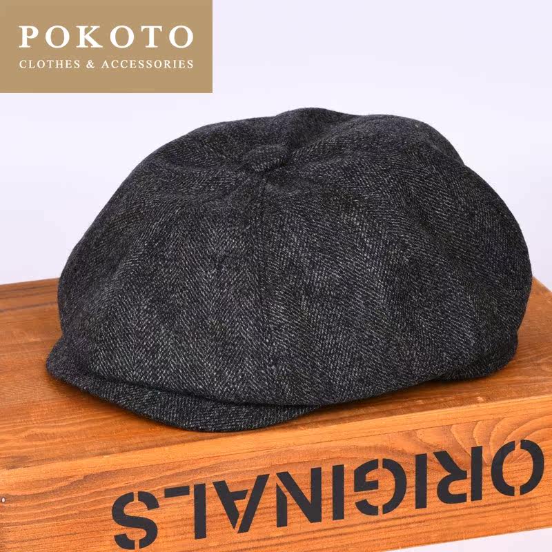 轻奢浴血黑帮羊毛八角帽文艺报童帽 pokoto帽子