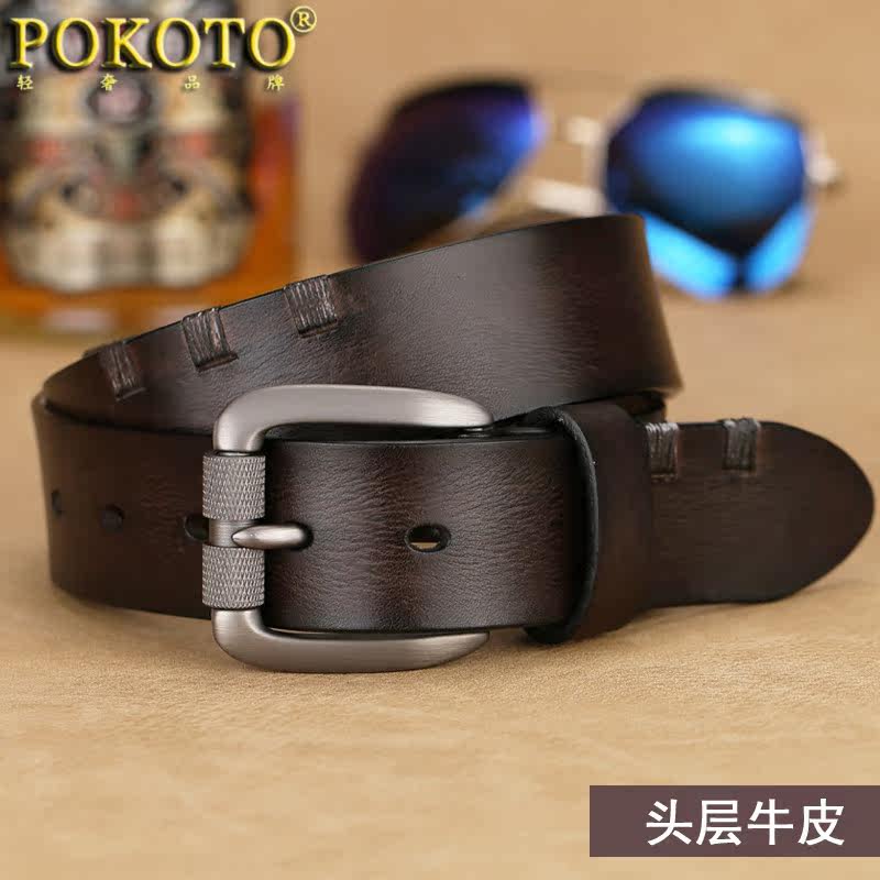 pokoto男个性复古手工真皮男士皮带 pokoto腰带/皮带/腰链