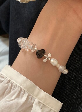 小众精致透明串珠珍珠手链女简约高级感显白时尚潮流百搭手环手饰