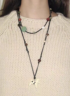 许愿木马  新款设计本命年可爱小马编绳毛衣链串珠项链