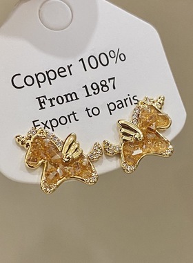 金色锆石小马吊坠项链女轻奢高级感秋冬毛衣链小众设计感配饰