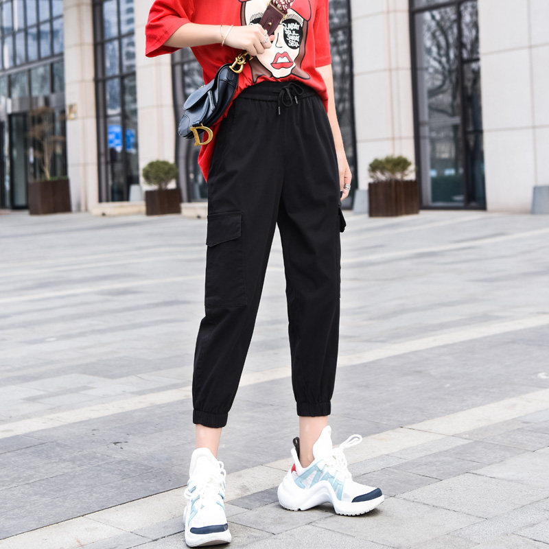 法式七分小个子夏季宽松bf潮工装裤 淑芬璐休闲裤