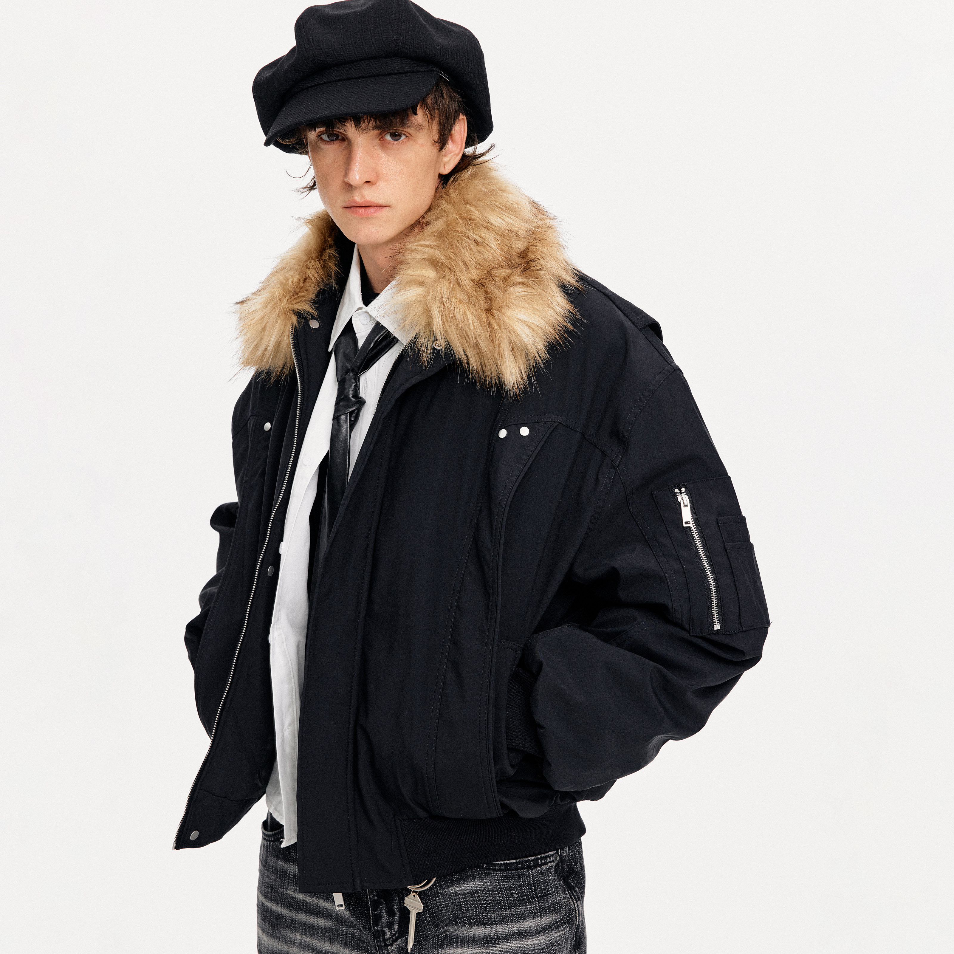 MADWITCH美式痞帅拼接毛领工装棉服男女冬季保暖设计感座山雕外套,淘宝优惠券,粉丝福利购,淘宝优惠卷