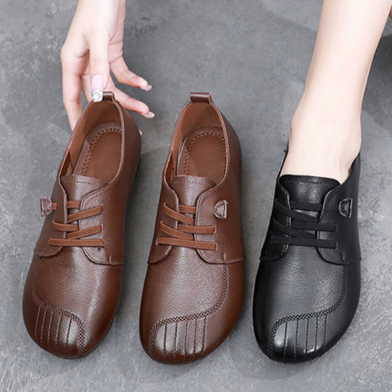牛筋底妈妈鞋春秋款真皮中老年女鞋皮鞋软底防滑复古休闲平底单鞋,淘宝优惠券,粉丝福利购,淘宝优惠卷