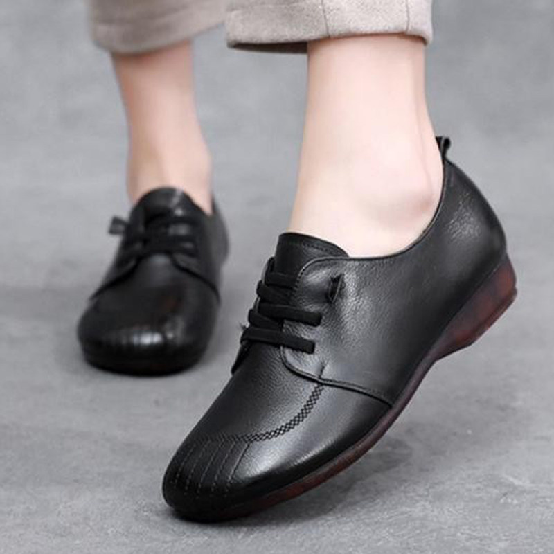 牛筋底妈妈鞋春秋款真皮中老年女鞋皮鞋软底防滑复古休闲平底单鞋,淘宝优惠券,粉丝福利购,淘宝优惠卷