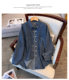 Extra large size long sleeve denim jacket women's autumn shirt top