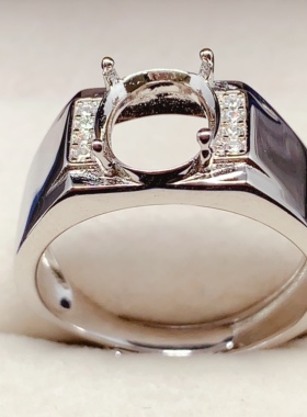 百搭简约8*10mm椭圆男戒指空托