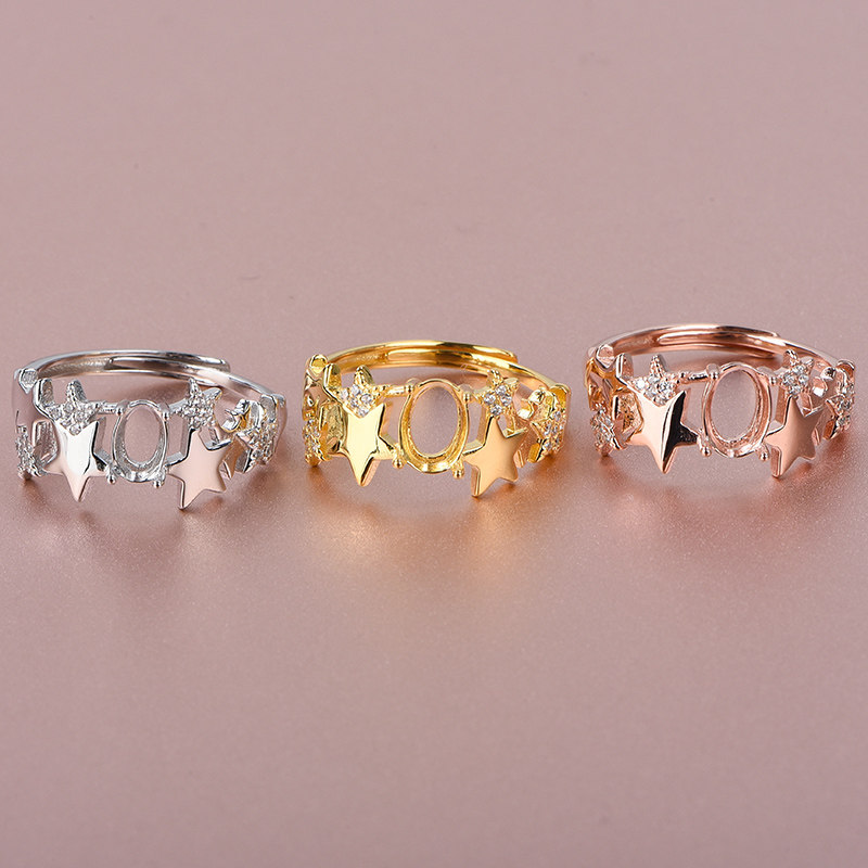 S925 silver ring empty support 4*6/5*7mm live ring mouth