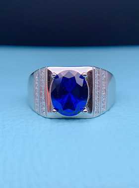 纯银戒指空托男款时尚大气镶嵌