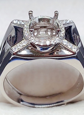 时尚男士7*9mm指环戒指空托