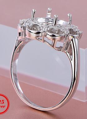 S925金戒指空托镶嵌椭圆8*10mm