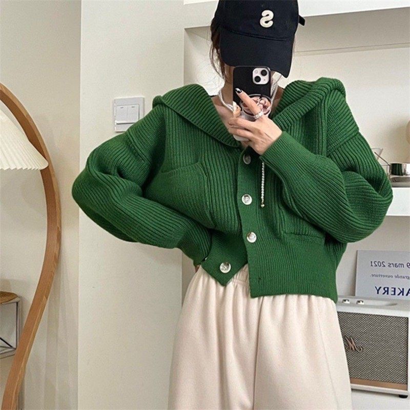 温柔可爱连帽毛衣开衫外套女秋冬短款针织衫设计感小众长袖上衣潮,淘宝优惠券,粉丝福利购,淘宝优惠卷