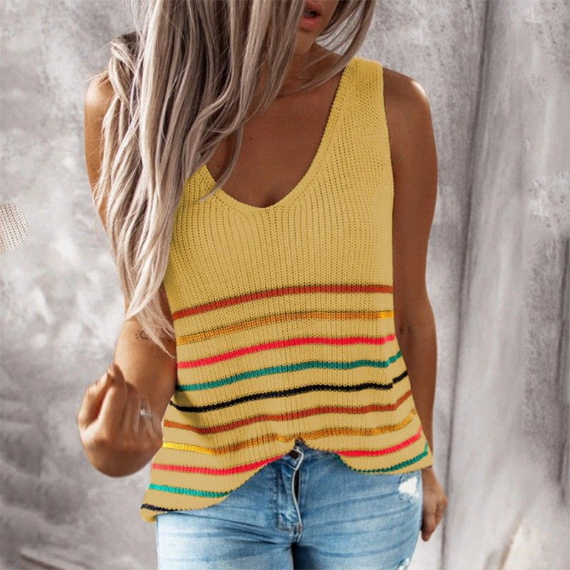 新款毛衣针织背心恤女装欧美多色条纹领内搭套头女士上衣,淘宝优惠券,粉丝福利购,淘宝优惠卷