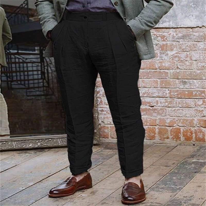 男士亚麻沙滩裤斜口袋纯色舒适透气户外日常休闲长裤,淘宝优惠券,粉丝福利购,淘宝优惠卷