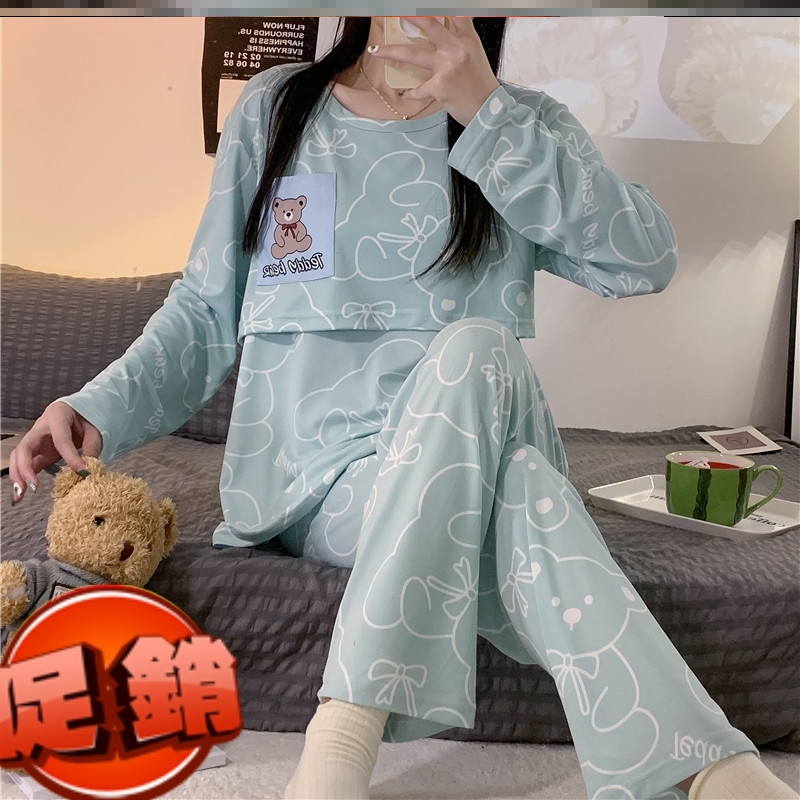 月子产后服秋冬纯棉睡衣女怀孕期产妇哺乳衣加肥大码喂奶衣家居服