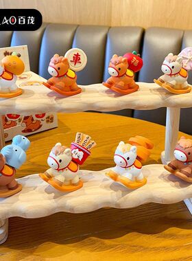 原创马上有钱摆件女国潮树脂磁吸小马公仔马年生肖摆件礼品吉祥26