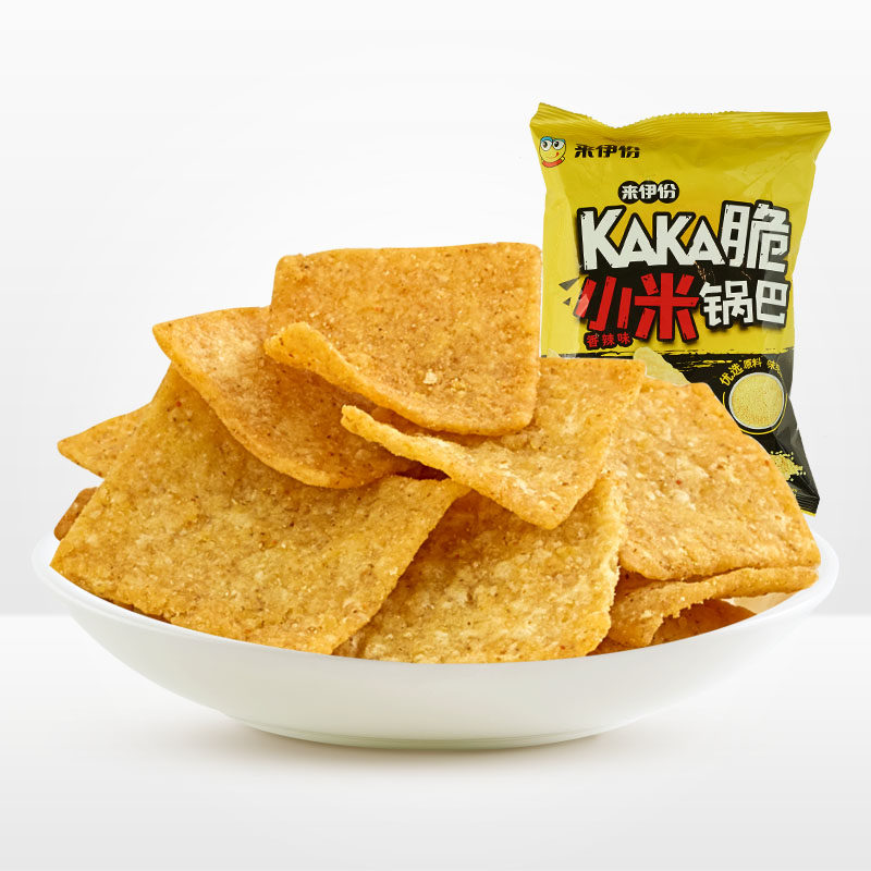 来伊份糯米蟹黄味办公室小包装锅巴 盛合食品膨化食品
