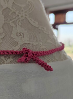 原创新款项链蕾丝线钩针白色复古花朵毛线编织修饰颈链女