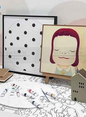 样板间奶油风儿童房软装彩绘摆件