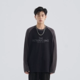 Лонгслив, демисезонная футболка с круглым воротником, в американском стиле, свободный крой