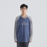 Лонгслив, демисезонная футболка с круглым воротником, в американском стиле, свободный крой