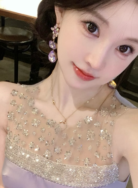 韵紫珠梦小众轻奢古早长吊坠耳环